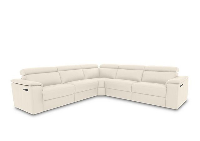 Nicoletti - Canto Large Leather Power Recliner Corner Sofa with Power Headrests and Power Lumbar - Botero Bianco
