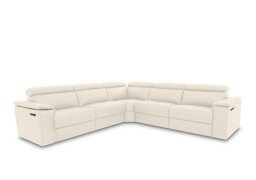 Nicoletti - Canto Large Leather Power Recliner Corner Sofa with Power Headrests and Power Lumbar - Botero Bianco