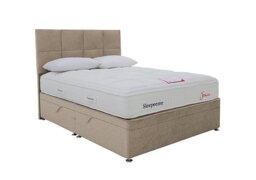 Sleepeezee - Jessica Side Ottoman Divan Set - Super King - Tweed Biscuit