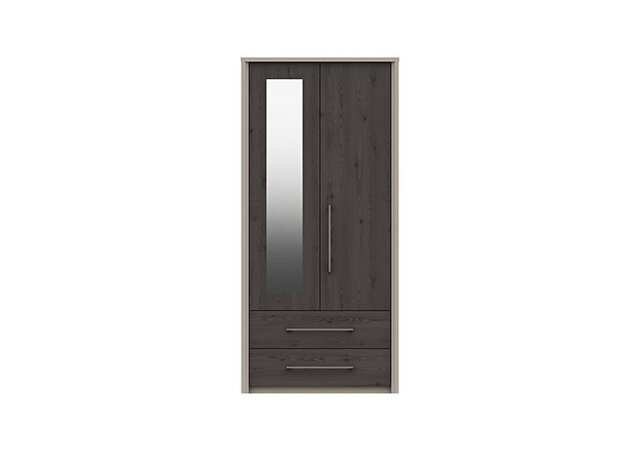 London Bedrooms - Paddington 2 Door 2 Drawer Wardrobe with Mirror - Anthracite