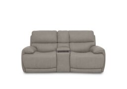 Link Fabric 2 Seater Power Recliner Sofa with Power Headrests and Cupholders - Silver
