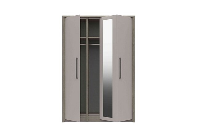 London Bedrooms - Euston 3 Door Bifold Wardrobe with Mirror - Grey Oak/White Grey Gloss