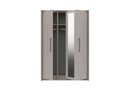 London Bedrooms - Euston 3 Door Bifold Wardrobe with Mirror - Grey Oak/White Grey Gloss