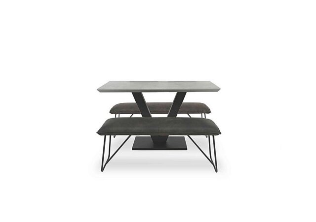 Ruben Dining Table with 2 Faux Suede Standard Benches