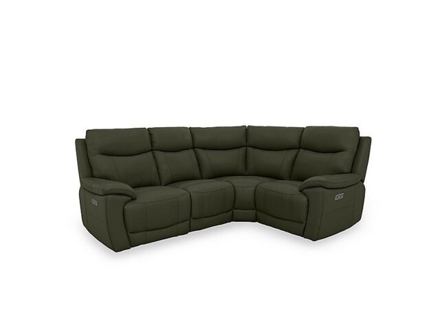 Sloane Leather Small Right Hand Facing Corner Sofa with Power Recliner - Oslo Pine