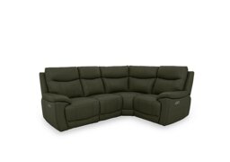 Sloane Leather Small Right Hand Facing Corner Sofa with Power Recliner - Oslo Pine