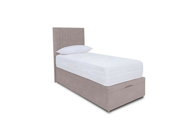 Sleep Story - Pocket Luxury Manual End Ottoman Divan Set - Single - Plush Lilac