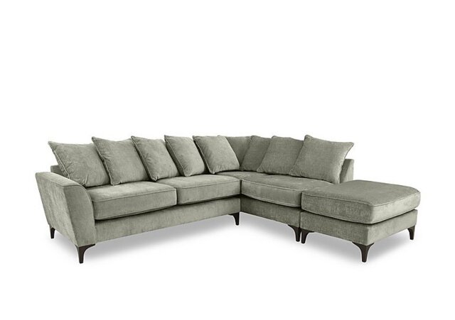 Primrose Scatter Back Right Hand Facing Corner Sofa with Footstool - Sage