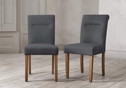 Lewis Set of 6 Roll Back Faux Leather Dining Chairs - Dark Grey