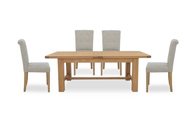 Furnitureland - Augusta Large Rectangular Extending Dining Table and 4 Roll Back Upholstered Chairs - In Time for Christmas