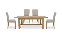 Furnitureland - Augusta Large Rectangular Extending Dining Table and 4 Roll Back Upholstered Chairs