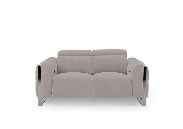 Gisella Fabric 2 Seater Power Recliner Sofa with Power Headrests - Opulence Silver