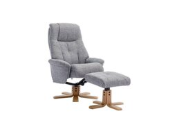 Muscat Fabric Swivel Recliner Chair with Footstool - Lisbon Rock