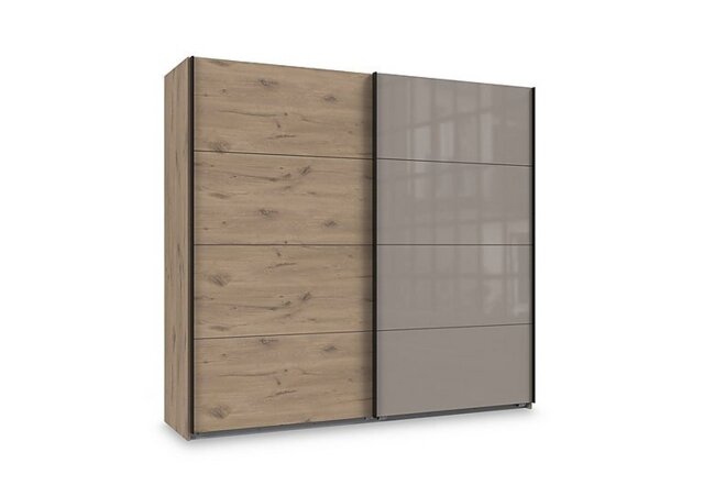 Wiemann - Antoni 225cm 2 Door Nordic Oak Sliding Wardrobe with 1 Nordic Oak Door and 1 Glass Door
