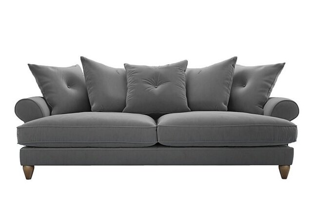 The Lounge Co. - Bronwyn 4 Seater Fabric Scatter Back Foam Fill Sofa With Vintage Oak Feet - Koala Cub