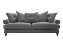 The Lounge Co. - Bronwyn 4 Seater Fabric Scatter Back Foam Fill Sofa With Vintage Oak Feet - Koala Cub