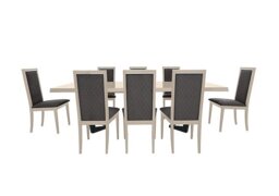 Palazzo 200cm Extending Dining Table in Sand Birch with 8 Rombi Chairs - Aquos Dark Grey