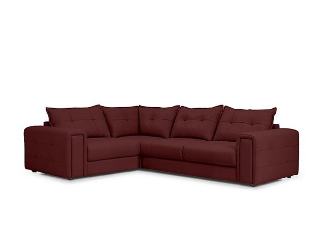 Goliath Leather Left Hand Facing Corner Sofa with Storage Drawers - Ruby