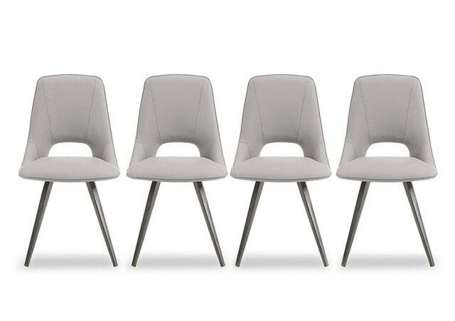 Matera Set of 4 Faux Leather Dining Chairs with Taupe Legs