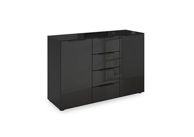 Rauch - Haven 4 Drawer 2 Door Glass Chest with Glass Top and Front