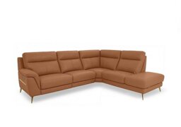 World of Leather - Eclipse Leather Power Recliner Right Hand Facing Corner Sofa with Power Headrests and Chaise End Storage - Pecan