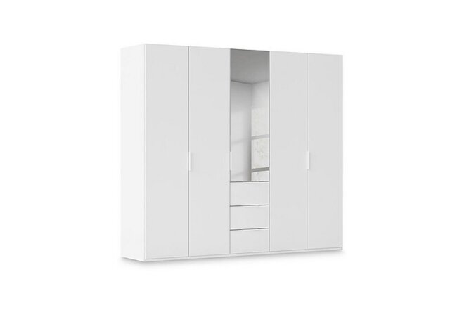 Rauch - Haven 251cm 5 Door Combi Décor Wardrobe with 4 Décor Doors and 1 Mirror Door - Alpine White
