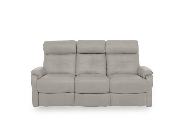 World of Leather - Compact Collection Titch BV Leather 3 Seater Power Recliner Sofa - Silver Grey