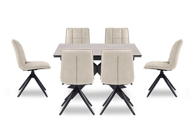 Luno Draw Leaf Extending Dining Table and 6 Swivel Chairs