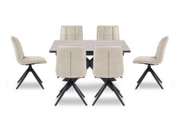 Luno Draw Leaf Extending Dining Table and 6 Swivel Chairs