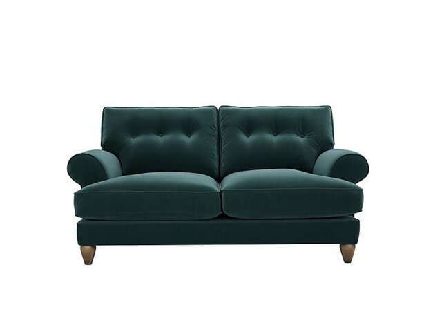 The Lounge Co. - Bronwyn 2.5 Seater Fabric Classic Back Foam Fill Sofa with Walnut Feet - Evening Teal