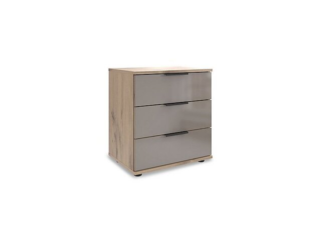 Wiemann - Antoni 3 Drawer Nordic Oak Bedside Cabinet with Glass Drawers