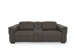 Inca NC Leather 3 Seater Power Recliner Sofa with Power Headrests and Fridge Console - Storm