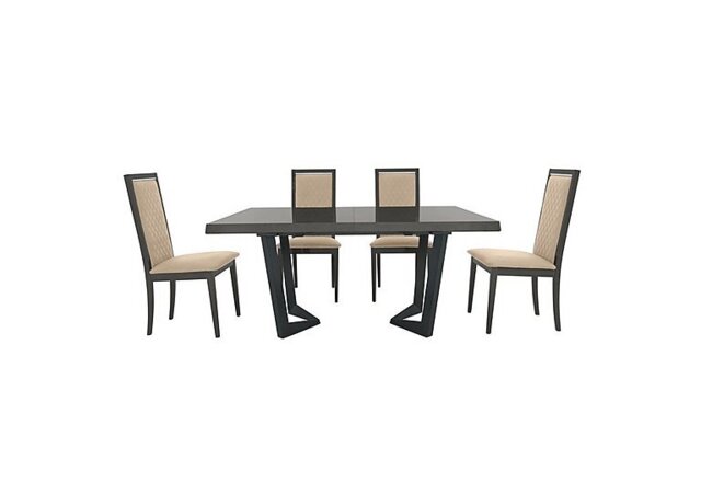 Palazzo 200cm Extending Dining Table in Silver Birch with 4 Rombi Chairs - Aquos Cream