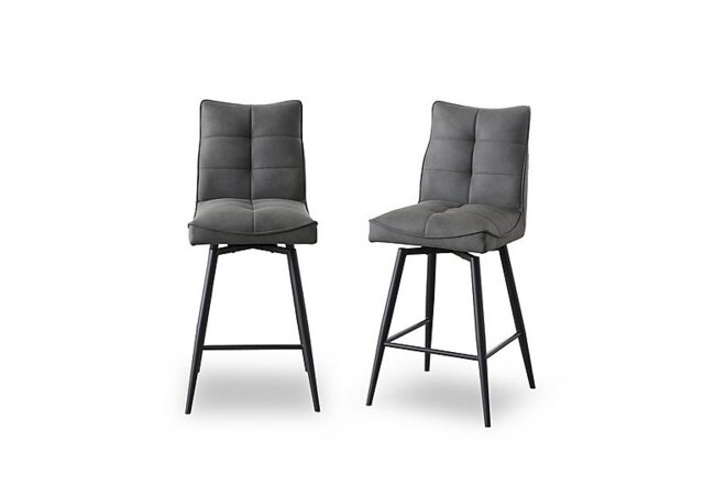 Germain Pair of Swivel Bar Stools - Charcoal