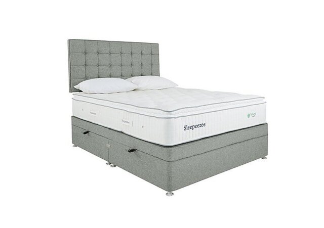 Sleepeezee - Natural Touch 2000 Pillowtop Side Ottoman Divan Set - King Size - Tweed Mint