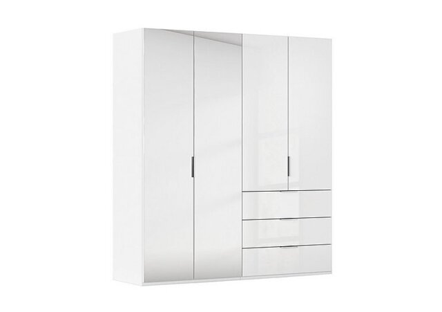 Rauch - Formes 4 Door Bifold Combi Wardrobe with 2 Full-Height Mirror Doors - White/White Front