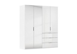 Rauch - Formes 4 Door Bifold Combi Wardrobe with 2 Full-Height Mirror Doors - White/White Front