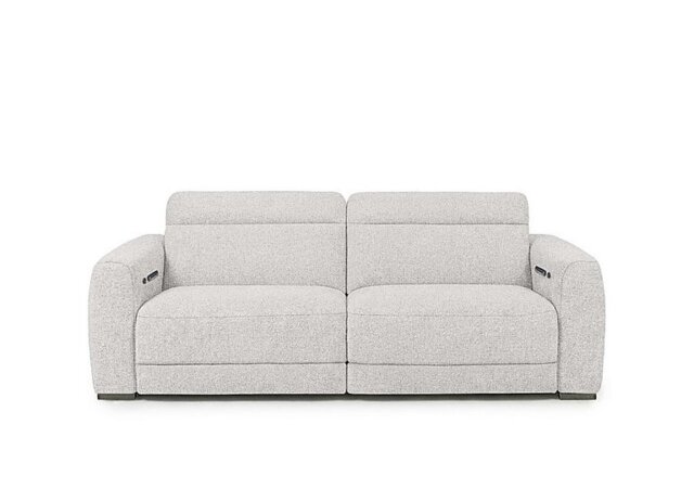 Edison Fabric 3 Seater Power Recliner Sofa with Power Headrests and Lights - R110 Sand