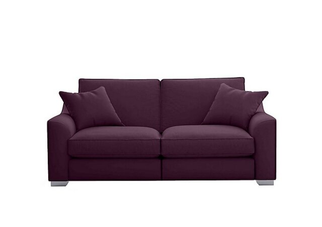 The Lounge Co. - Isobel 3 Seater Fabric Fibre Fill Sofa - Frosted Grape with Chrome Feet