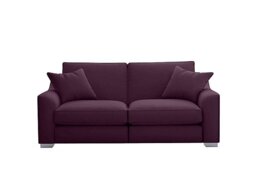 The Lounge Co. - Isobel 3 Seater Fabric Fibre Fill Sofa - Frosted Grape with Chrome Feet