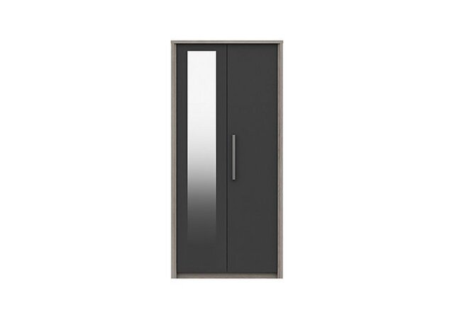 London Bedrooms - Euston 2 Door Wardrobe with Mirror - Grey Oak/Graphite Gloss