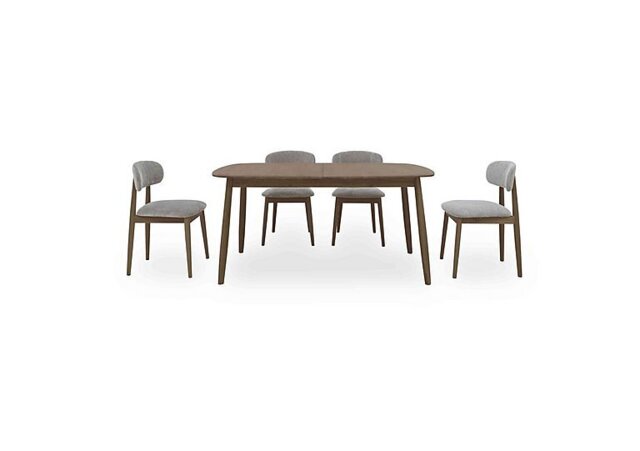 Stockholm Extending Dining Table with 4 Wooden Chairs - Dark Oak