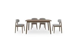 Stockholm Extending Dining Table with 4 Wooden Chairs - Dark Oak