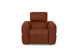 Cube Leather Power Recliner Chair with Power Headrest - Montana Butterscotch