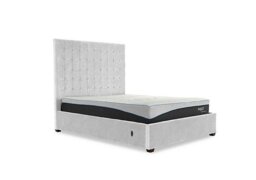 Carrie 160cm Headboard Electric Ottoman Bed Frame - King Size - Ciaga Silver