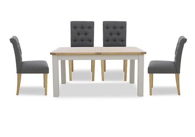 Lewis Rectangular Extending Dining Table and 4 Button Back Chairs - Anthracite