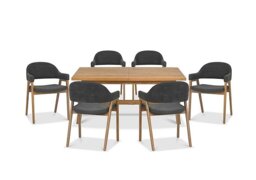 Stratford Small Extending Dining Table with 6 Fabric Dining Arm Chairs - Dark Grey