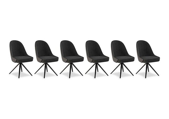 Jose Set of 6 Swivel Dining Chairs - Anthracite