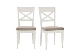 Furnitureland - Annecy Pair of Cross Back Fabric Dining Chairs - Pebble Grey