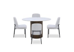 Cortado Round Dining Table with 4 Metal Leg Chairs